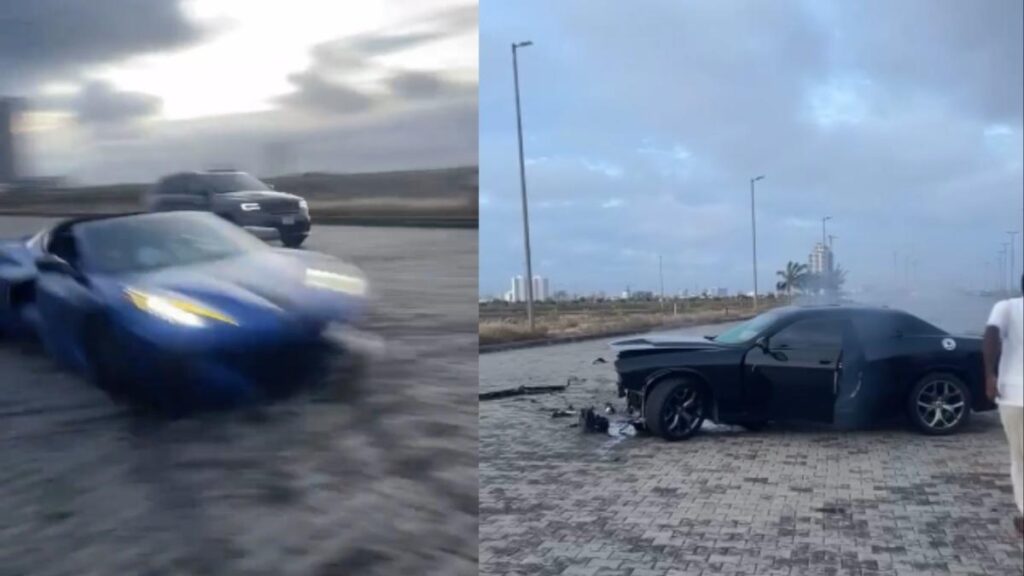  Corvette Destroys a Dodge Challenger in a Street Race Battle